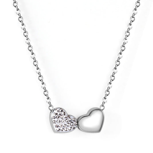 Silver necklace with two hearts pendant