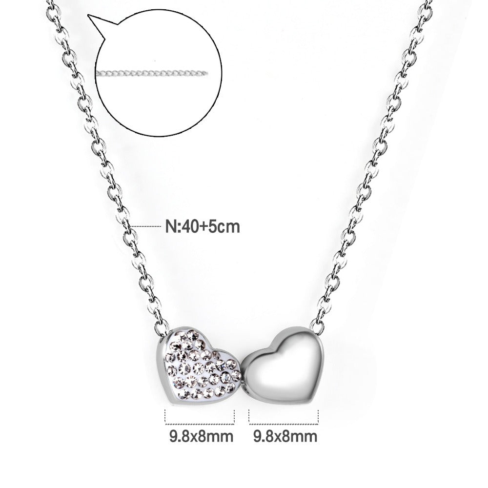 Silver necklace with two hearts pendant