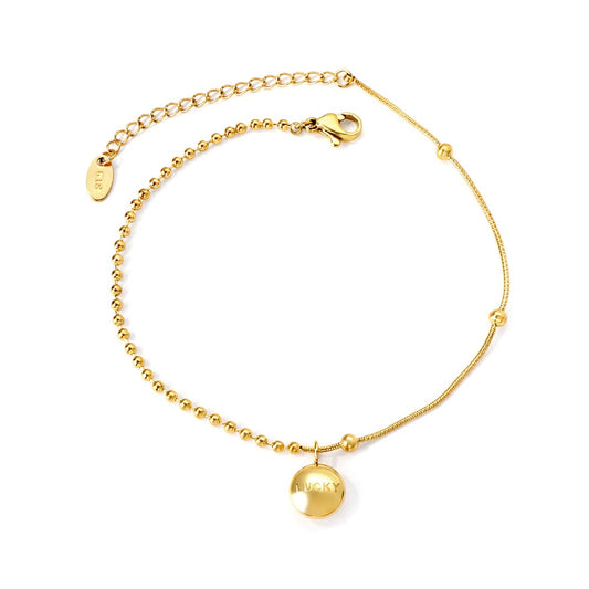 Single chain anklet with circle shaped dropping
