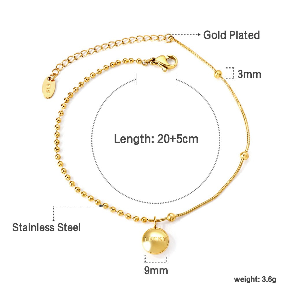 Single chain anklet with circle shaped dropping