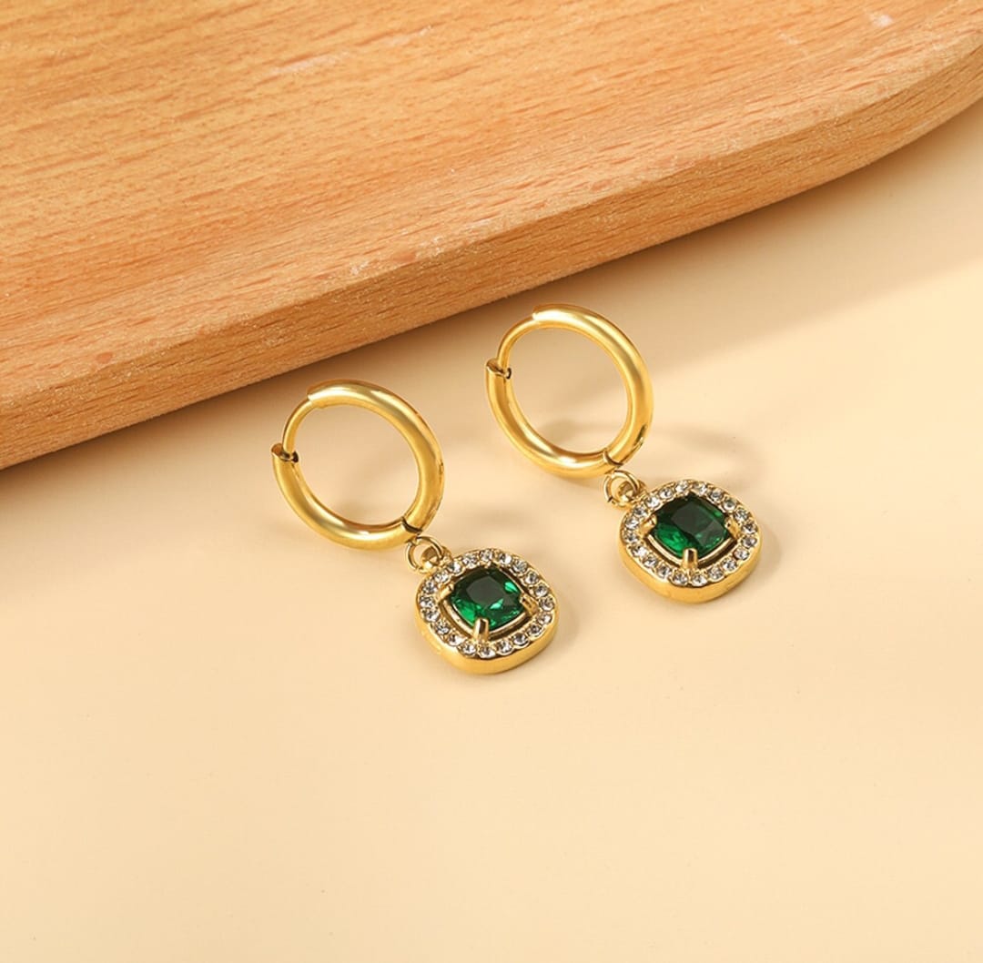 Drop/dangle earrings with rhinestones. Waterproof earrings, hypoallergenic, Non-Tarnish Jewelry, Minimalist.