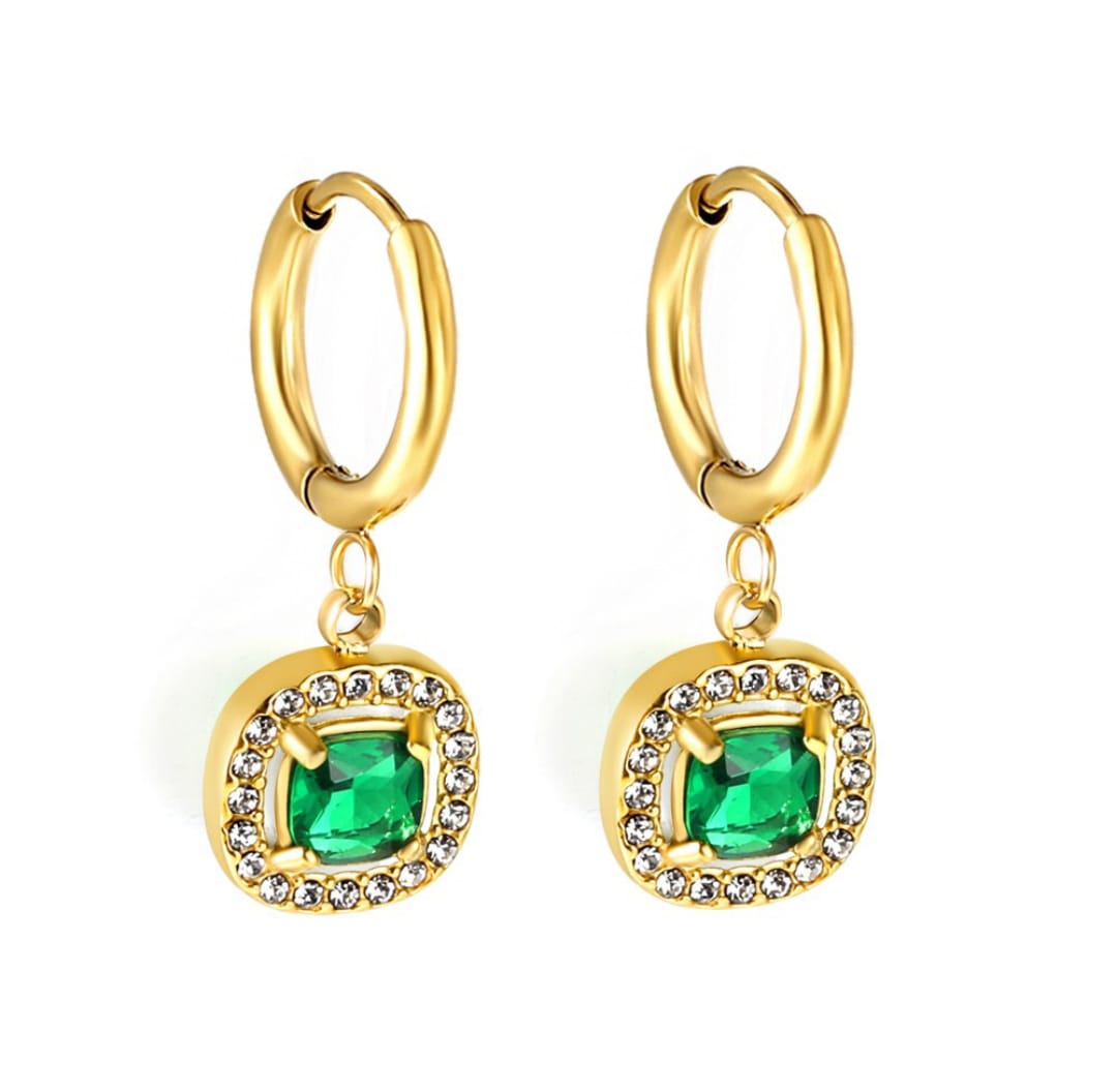 Drop/dangle earrings with rhinestones. Waterproof earrings, hypoallergenic, Non-Tarnish Jewelry, Minimalist.