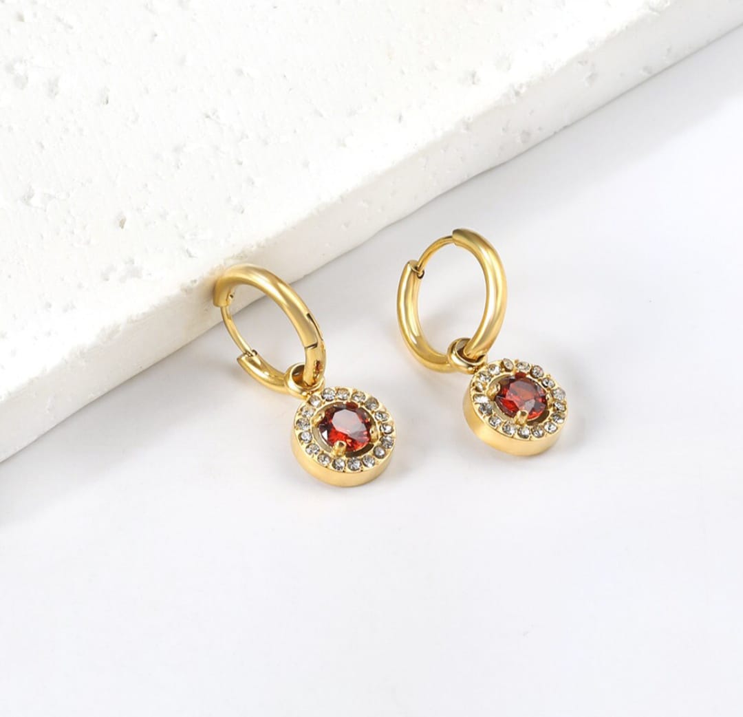 Drop/dangle earrings with rhinestones. Waterproof earrings, hypoallergenic, Non-Tarnish Jewelry, Minimalist.
