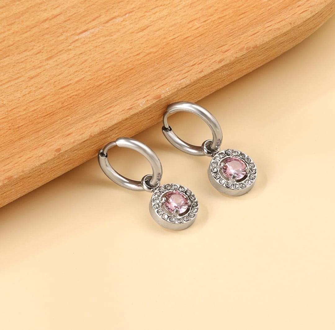Drop/dangle earrings with rhinestones. Waterproof earrings, hypoallergenic, Non-Tarnish Jewelry, Minimalist.