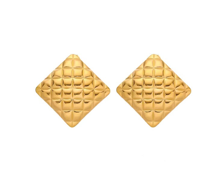 Diamond shaped chunky bold studs earrings