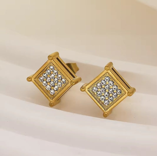 Square studs with stones