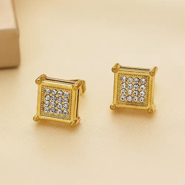 Square studs with stones