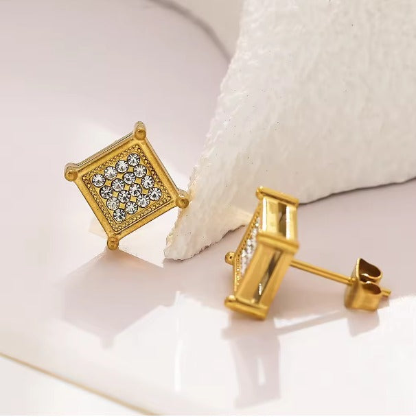 Square studs with stones