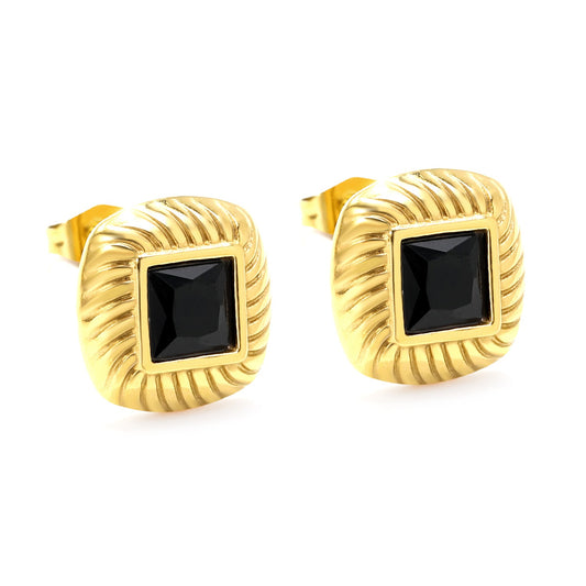 Square studs with a mini black square in the middle