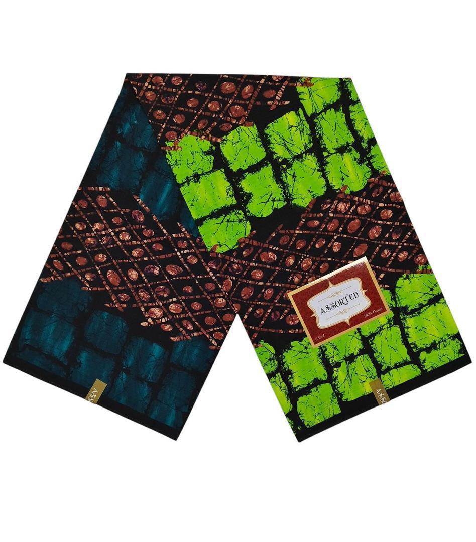 100% cotton Adire . it does not Fade. it is in 5 yards.