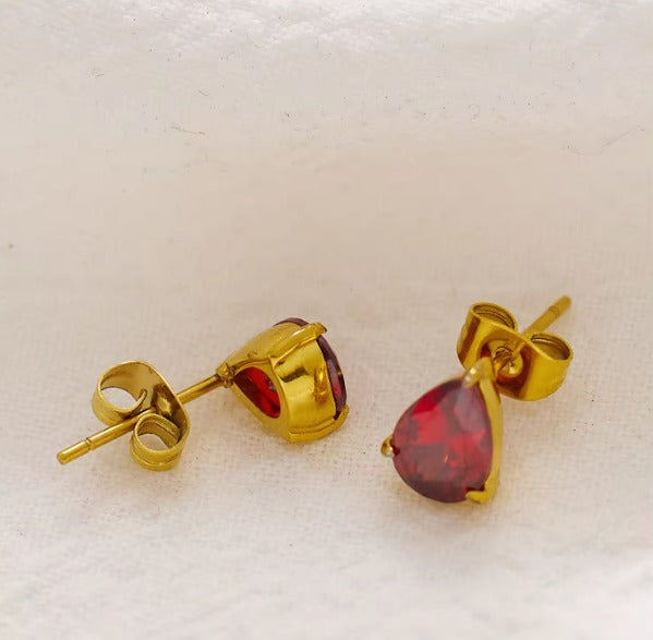 Red gemstone fine jewelry stud