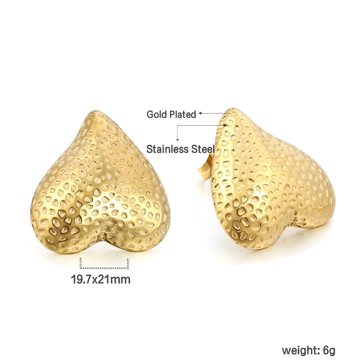Upside down heart shaped bold studs