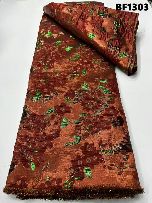 Brocade Fabric for sewing dresses, wedding dress, skirt and Blouse, also for sewing Men wears. 5 yards.