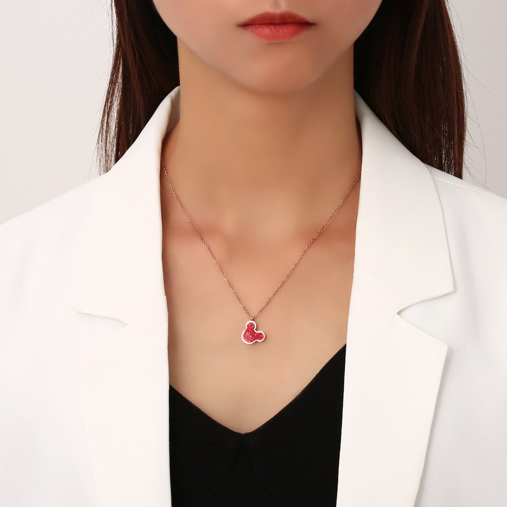 Necklace with mickey mouse shaped 2 in 1 colored pendant