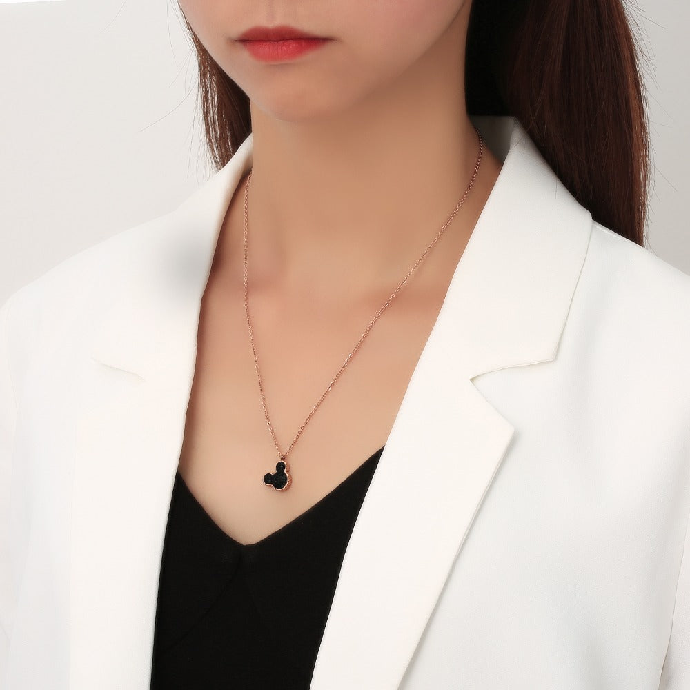 Necklace with mickey mouse shaped 2 in 1 colored pendant