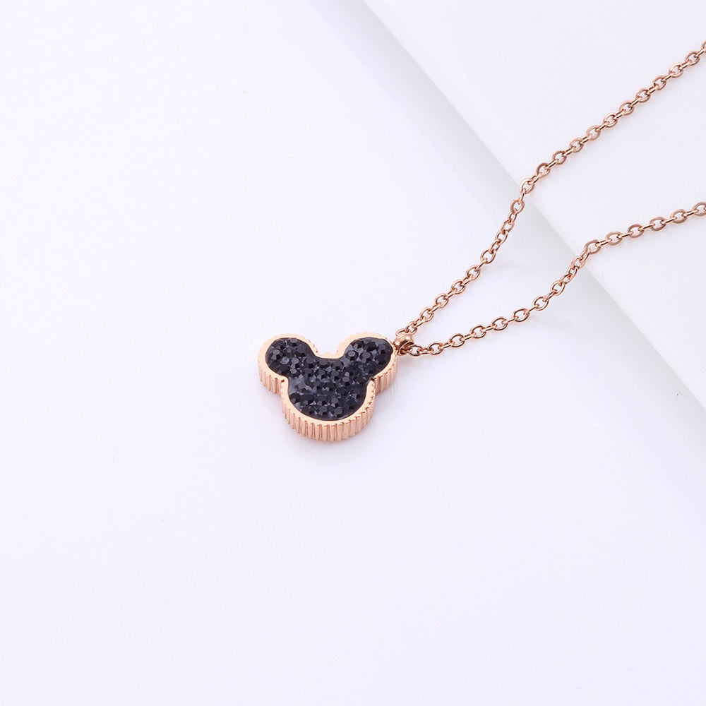 Necklace with mickey mouse shaped 2 in 1 colored pendant