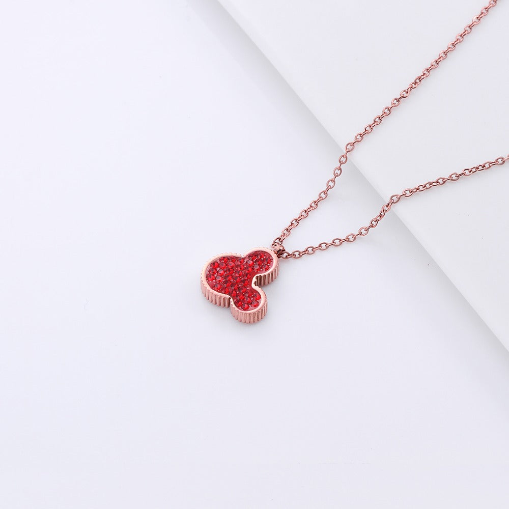 Necklace with mickey mouse shaped 2 in 1 colored pendant