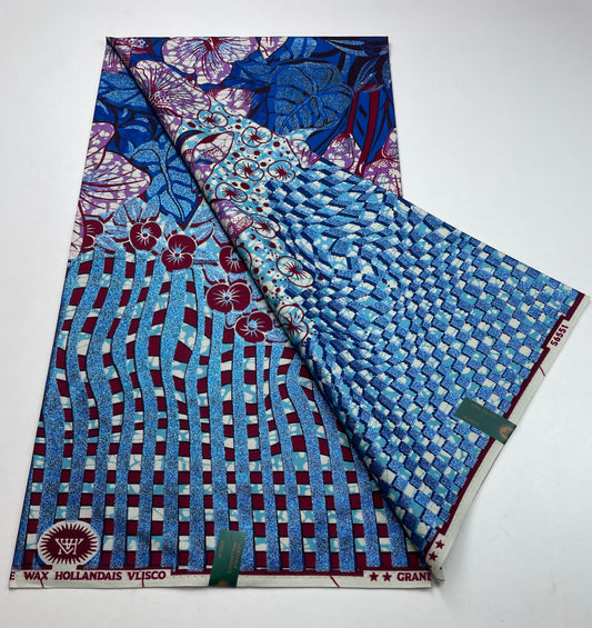 Hollandaise Vlisco. African Ankara Fabric, 100% cotton Fabric , 6 yards Ankara wax, Ankara Fabric, Great Quality Ankara Fabric, Guaranteed printed Wax.