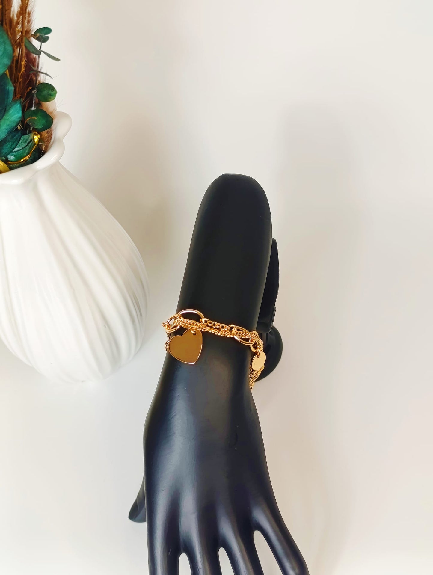 Love charm bracelet. Gold plated. Women jewelry. Gift for women. boho & hippie jewelry. chain bracelet.