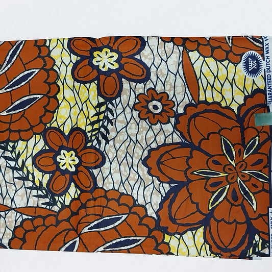 Hollandaise Vlisco. African Ankara Fabric, 100% cotton Fabric , 6 yards Ankara wax, Ankara Fabric, Great Quality Ankara Fabric, Guaranteed printed Wax.