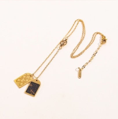 N-LV39. LV Stainless steel, Waterproof, Necklace, with 2 pendants.