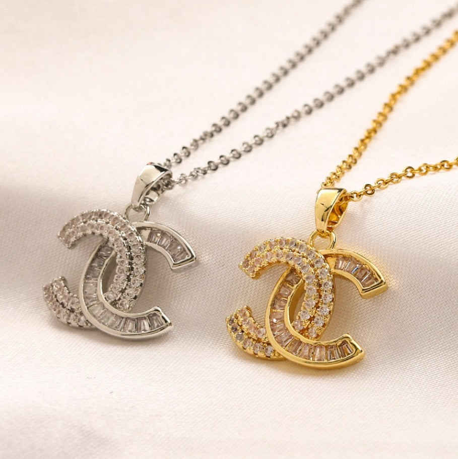 N-Chanel42. Chanel Stainless steel, Waterproof, Necklace, with zirconstones pendant