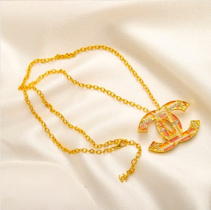 N-Chanel60. Long Chanel Necklace with pendant.Stainless steel, Waterproof, Necklace,