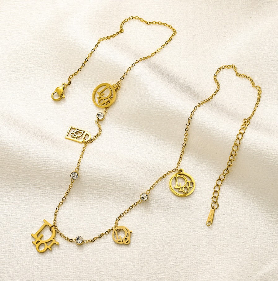 N-Dior29. Dior Stainless steel, Waterproof, Necklace,With dior charms