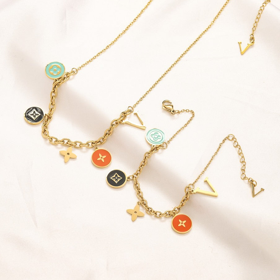 N-LV78. LV Stainless steel, Waterproof, Necklace with LV Charms.