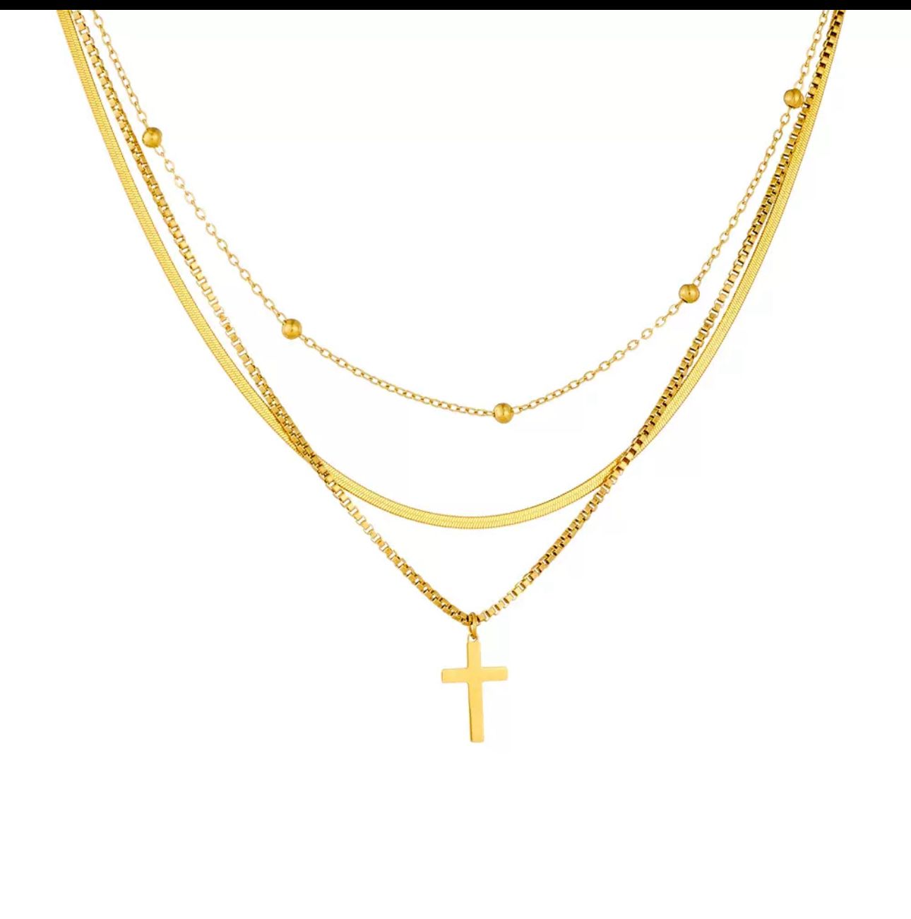 CLAUDIA TRIPLE CHAIN NECKLACE