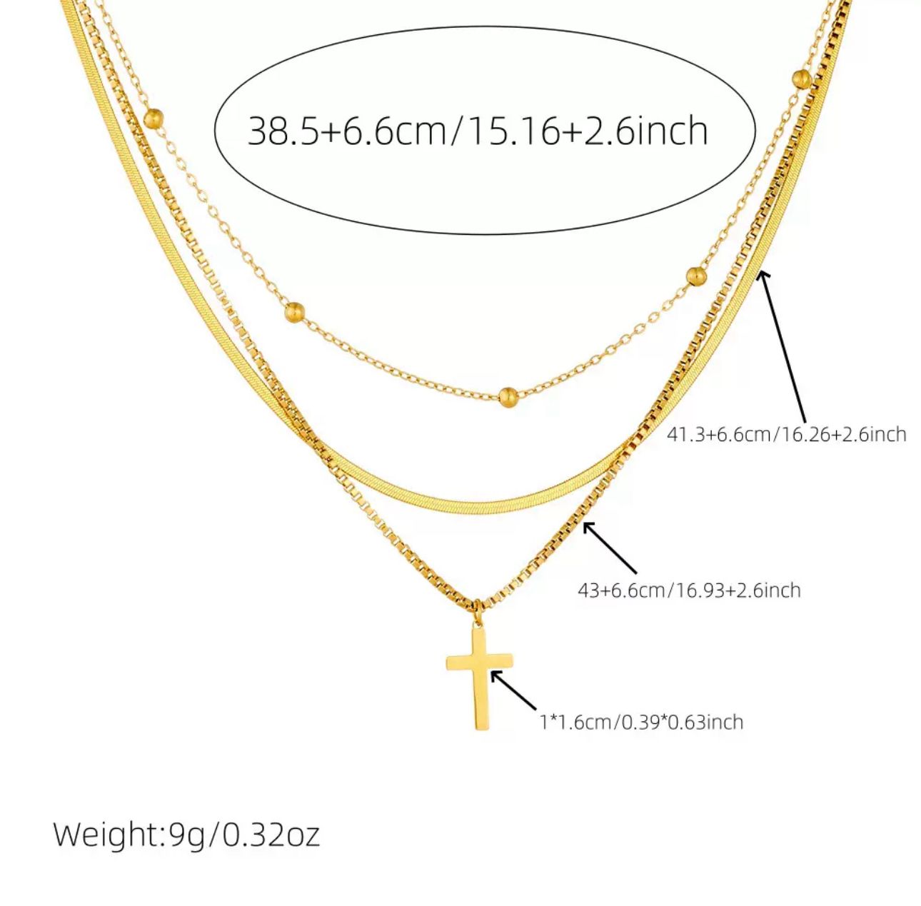 CLAUDIA TRIPLE CHAIN NECKLACE