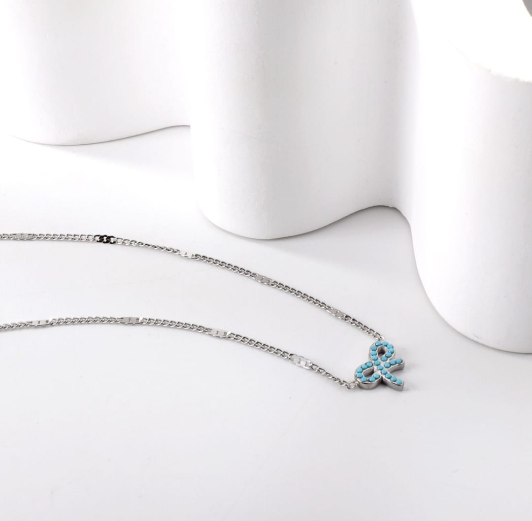 Necklace with blue infinity pendant, Gold necklace, silver necklace, waterproof necklace, Pendant necklace, stainless steel, 18k gold, gift for her, Halskette, Kette, Hypoallergenic