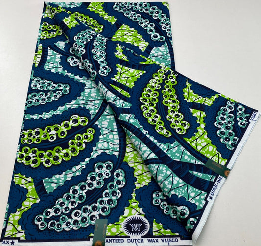 Hollandaise Vlisco. African Ankara Fabric, 100% cotton Fabric , 6 yards Ankara wax, Ankara Fabric, Great Quality Ankara Fabric, Guaranteed printed Wax.
