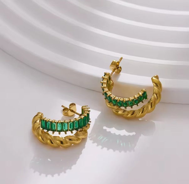 Half hoop earring with crystal stones