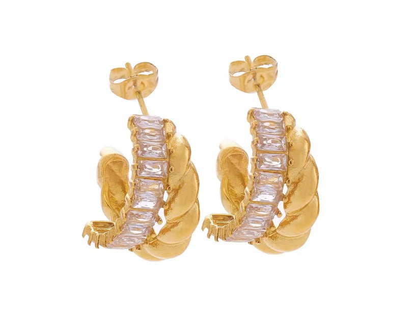 Half hoop earring with crystal stones