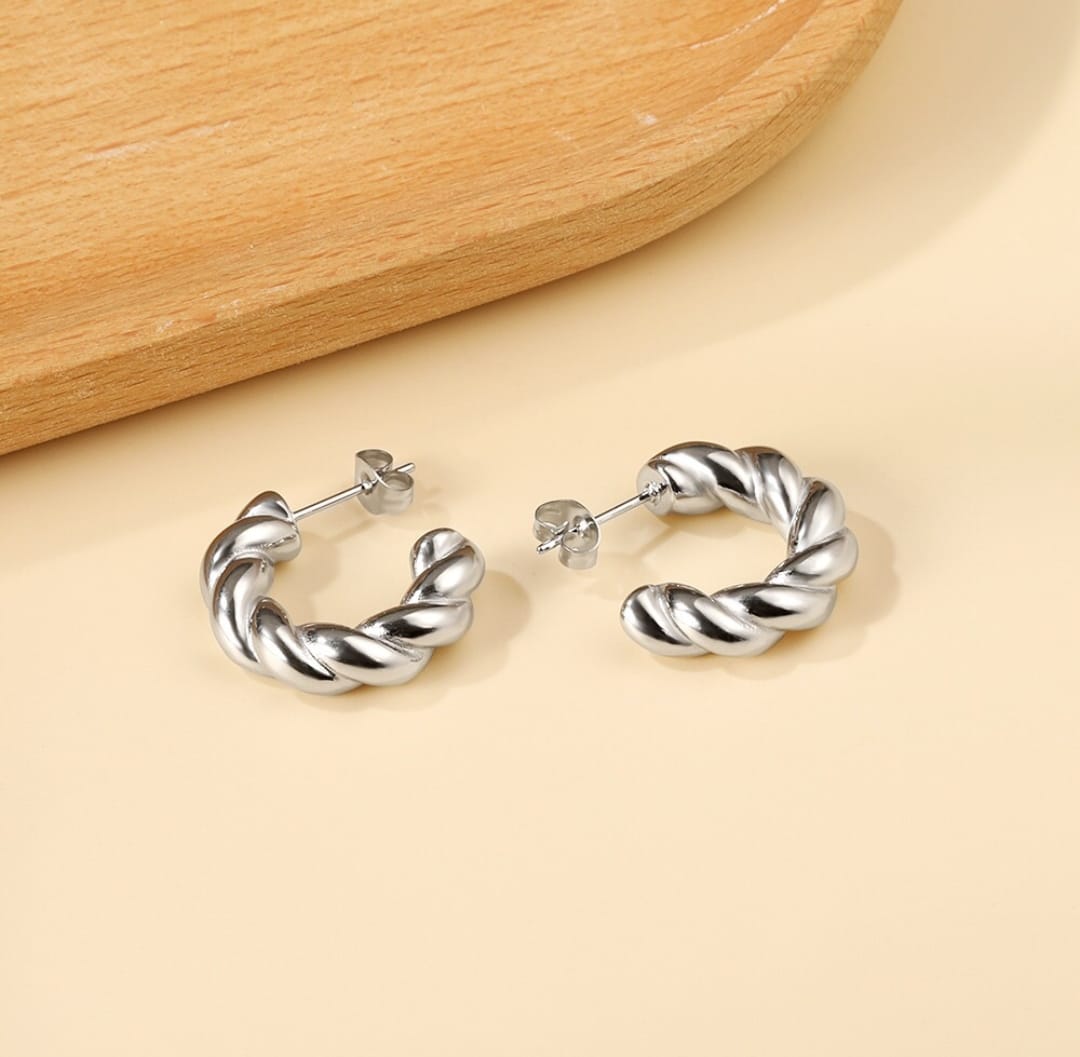 Half hoop earrings. Waterproof earrings, hypoallergenic, Non-Tarnish Jewelry, Minimalist.