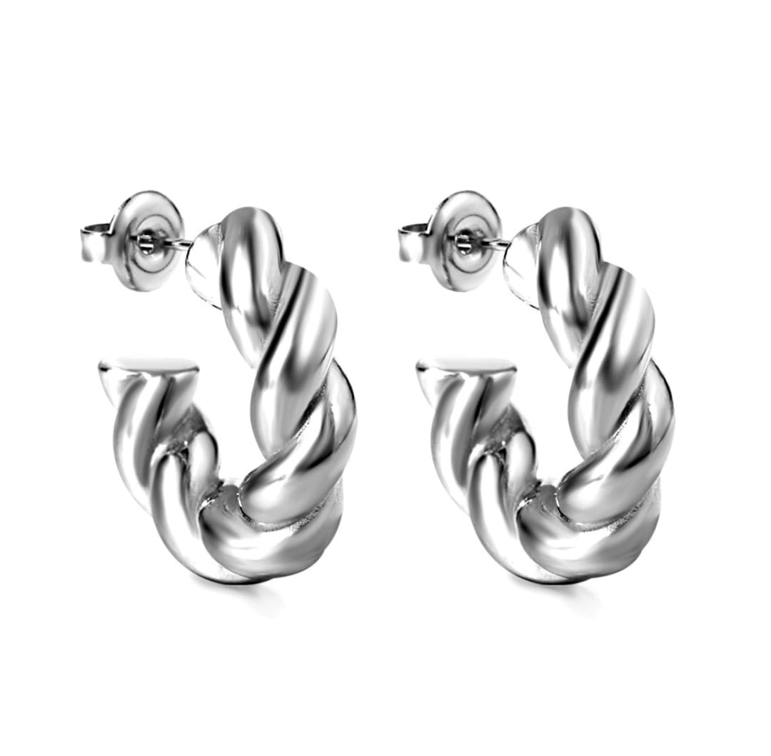 Half hoop earrings. Waterproof earrings, hypoallergenic, Non-Tarnish Jewelry, Minimalist.