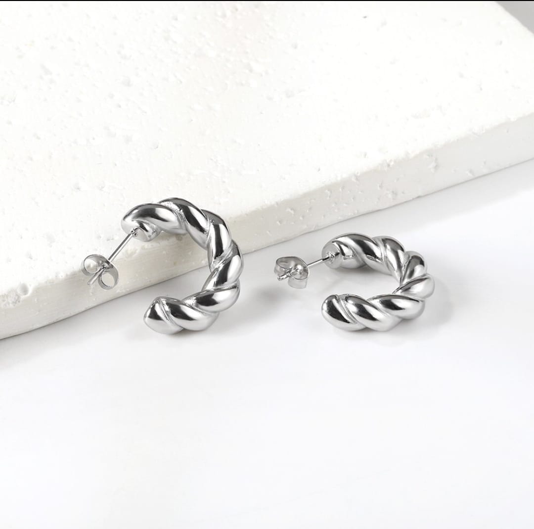 Half hoop earrings. Waterproof earrings, hypoallergenic, Non-Tarnish Jewelry, Minimalist.