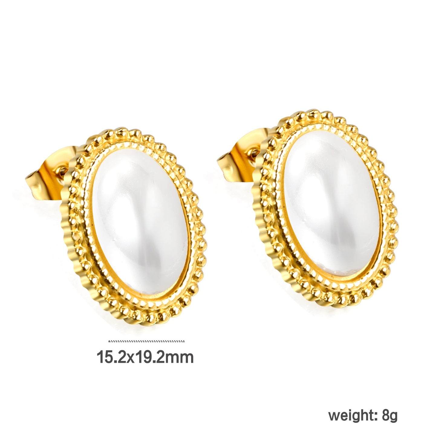 Oblong shaped pearl studs