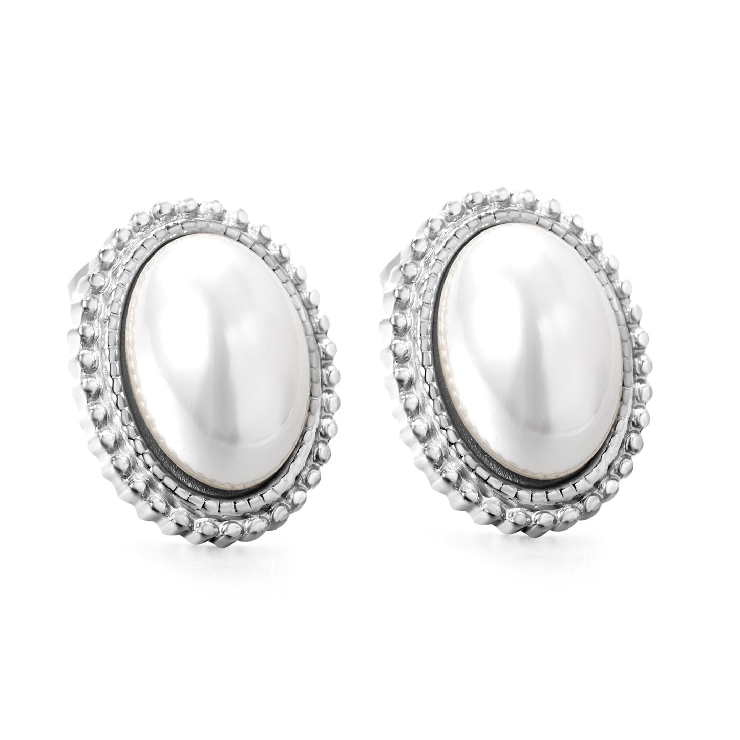Oblong shaped pearl studs