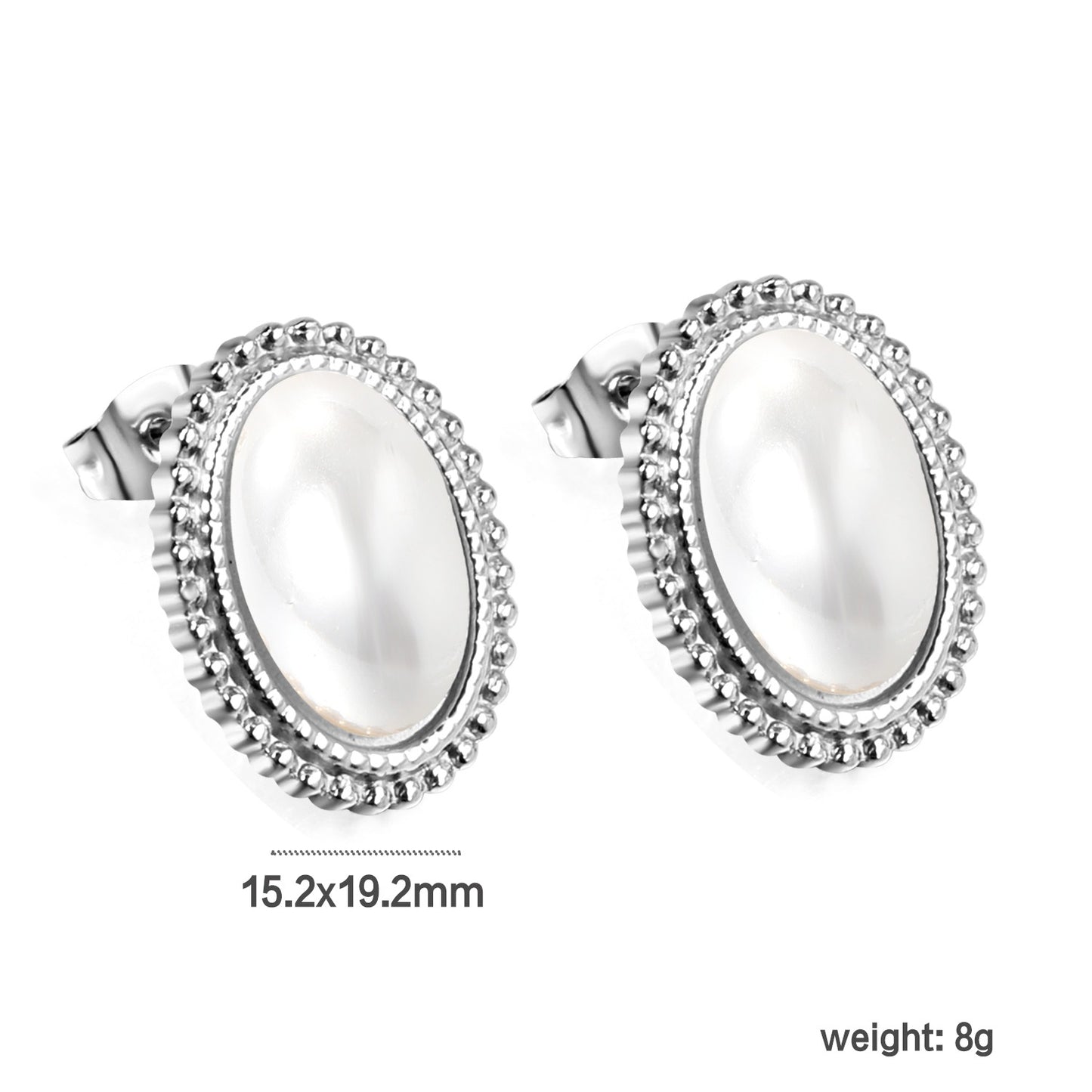 Oblong shaped pearl studs