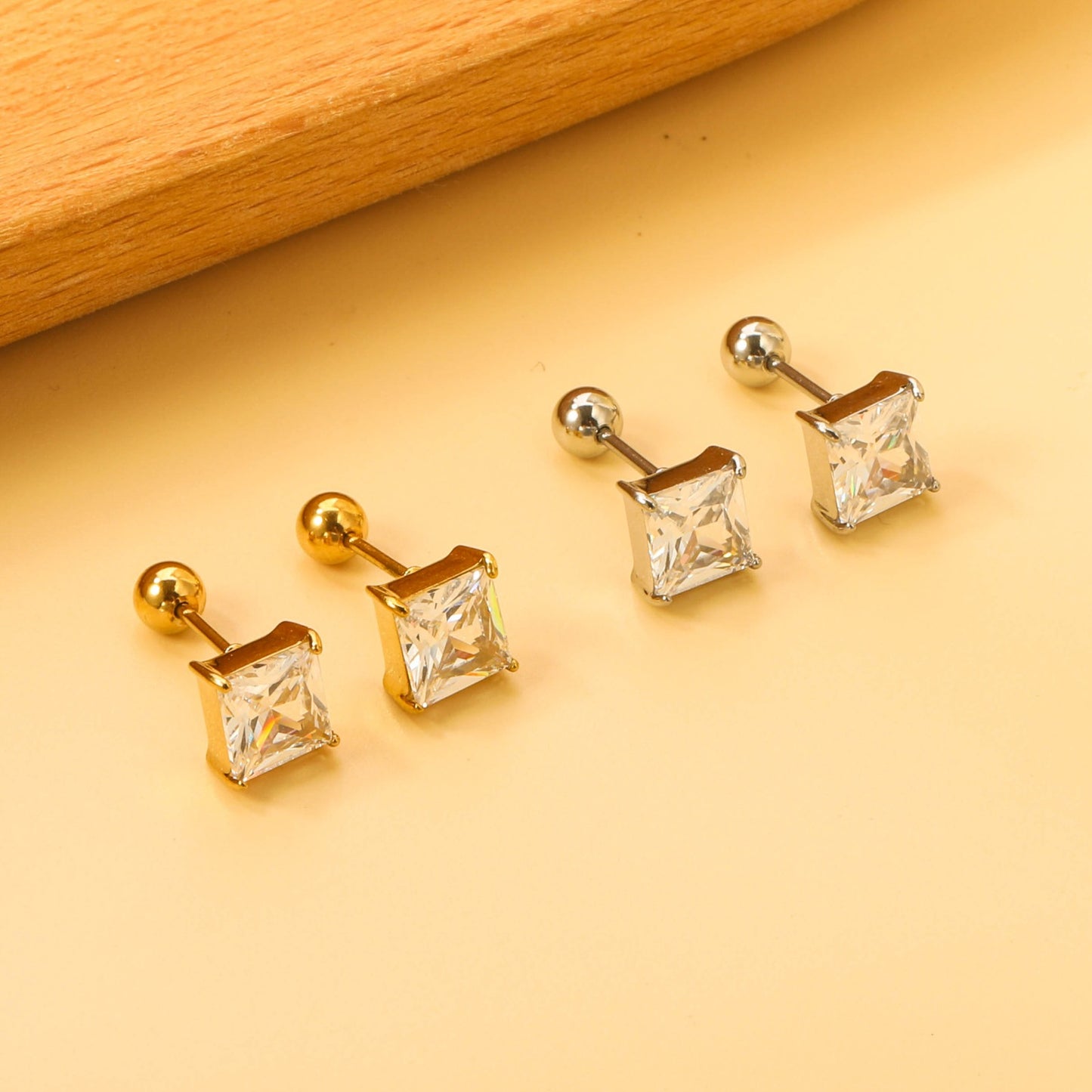 Screw studs with crystal stones on them