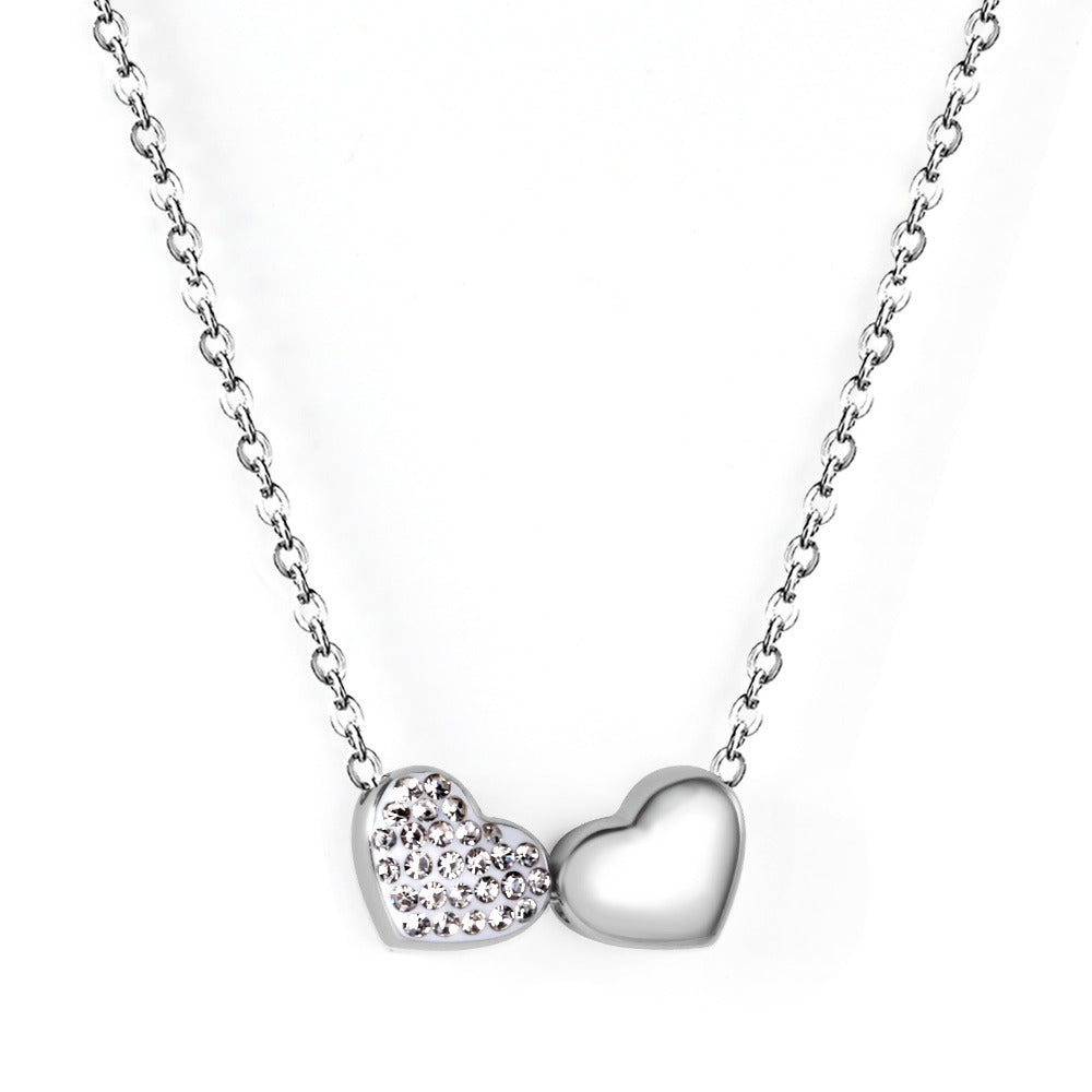 Silver necklace with two hearts pendant