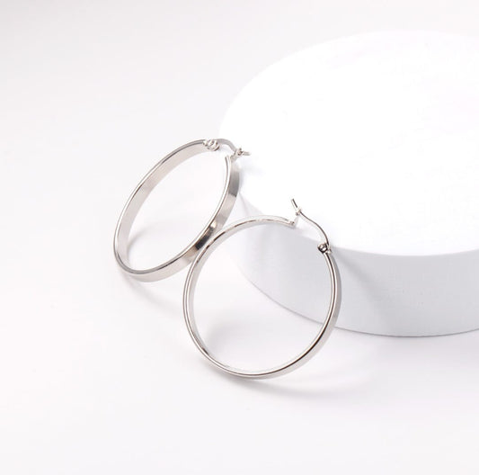 Hoop Earring without any design. Waterproof earrings, hypoallergenic, Non-Tarnish Jewelry, Minimalist.