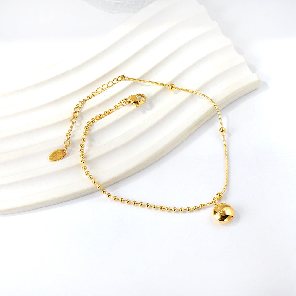 Single chain anklet with circle shaped dropping