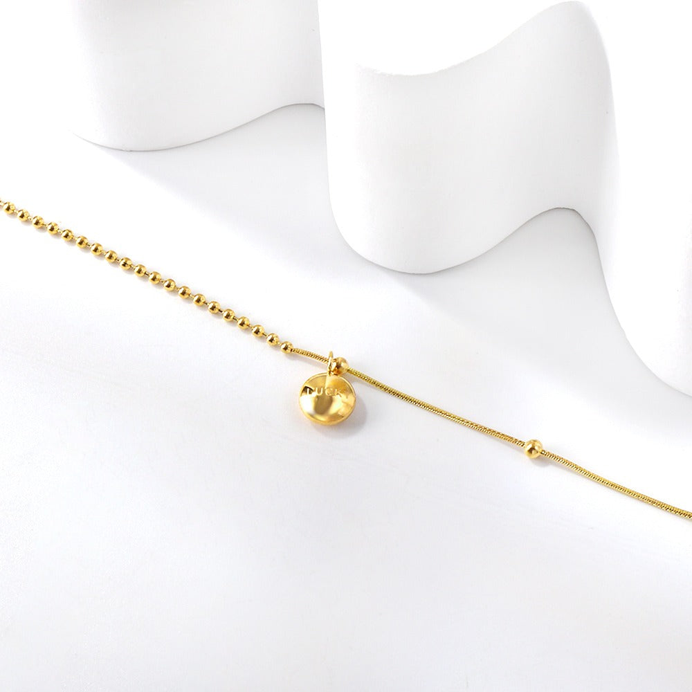 Single chain anklet with circle shaped dropping