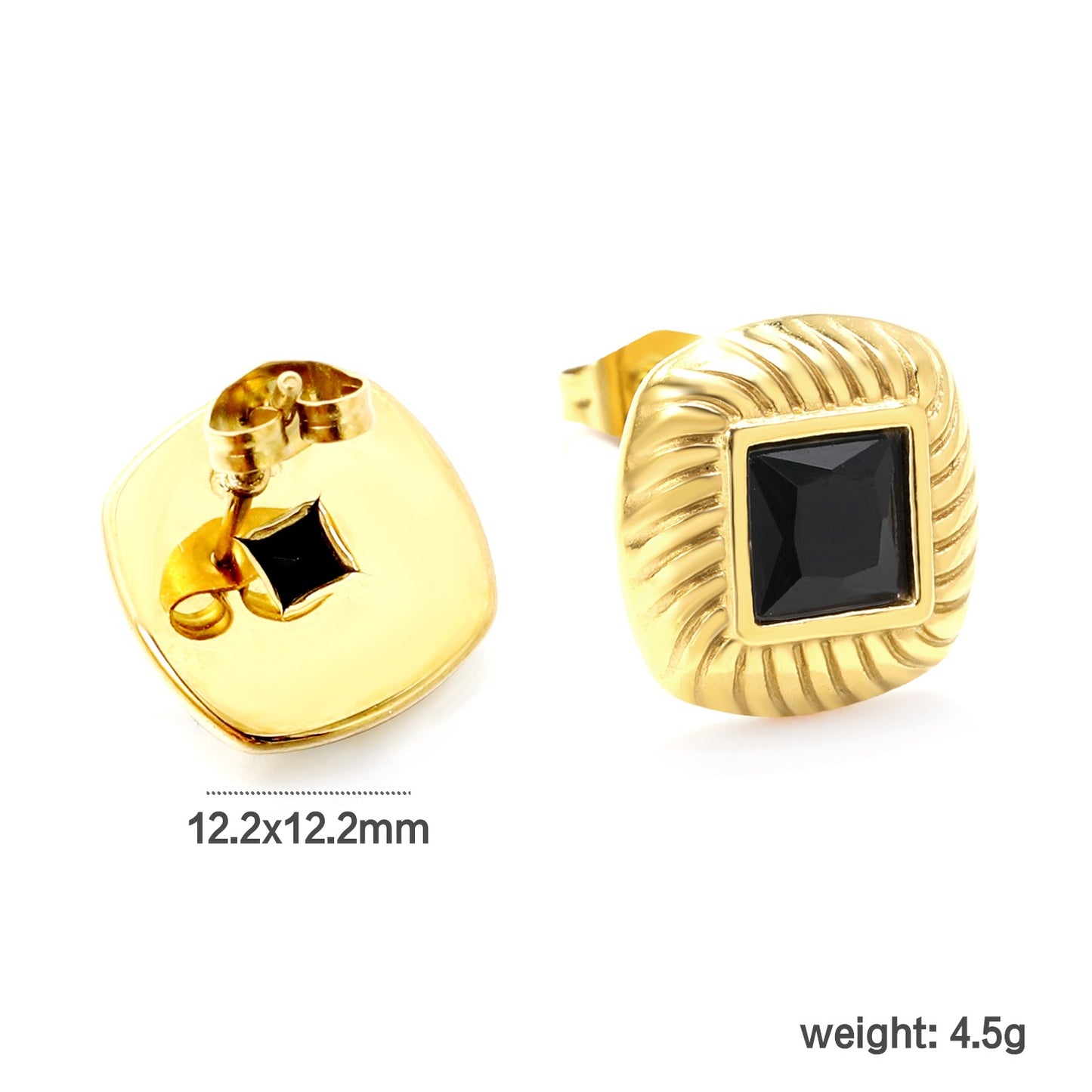 Square studs with a mini black square in the middle