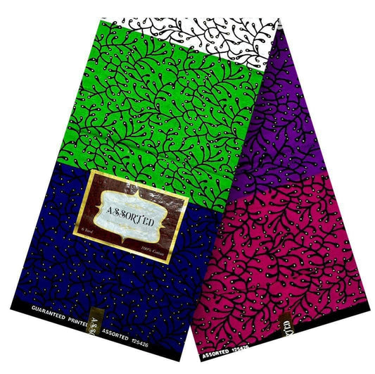 Adire Mix tone colors in 5 yards, 100% cotton.