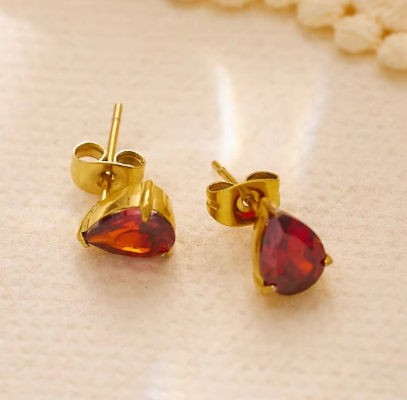Red gemstone fine jewelry stud