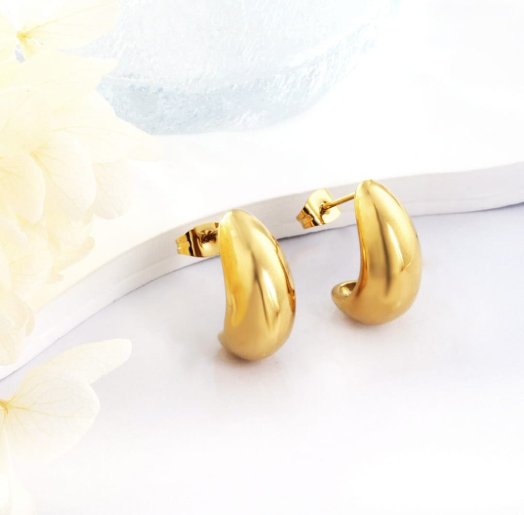 Plain Teardrop earrings. Waterproof earrings, hypoallergenic, Non-Tarnish Jewelry, Minimalist.